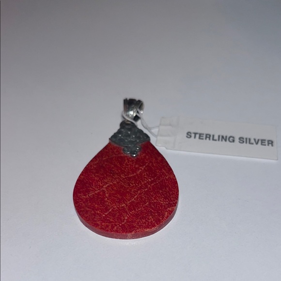 Sterling Silver & Red Teardrop Pendant #boho #indie #classy #elegant bohemian - Picture 2 of 5
